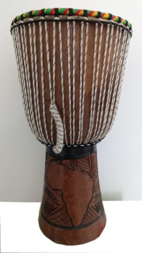 Fatto a mano Djembè Jambe Jhambè Bongo Bonghetto 10kg H64cm BASSI POTENTI