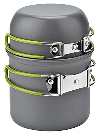 Pulnda, set di pentole da campeggio, portatile, con pratica custodia, per attività all'aperto, escursionismo, campeggio, pentola per mini fornello a gas, Mini Gaskocher Topf