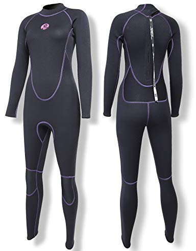 PAWHITS Damen Neoprenanzug 3mm Thermal Langarm Neopren Neoprenanzüge in voller Länge zum Tauchen Pink (Schwarz, L)