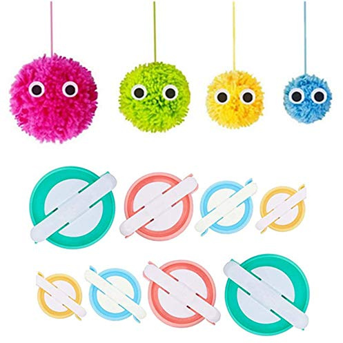 KNEWMART Pom Pom Maker, 2 Set 4 Taglie Pompon Maker Fluff Sfera Weaver ago Fai da Te in Kit di Attrezzi Lavoro a Maglia di Lana per Lavoro a Maglia