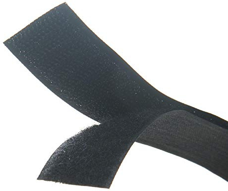 Svart sy på krok och ögla tejp set med icke-självhäftande baksida nylontyg fästelement 3 cm-2 m