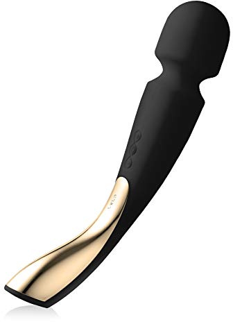 LELO Smart Wand Large - All-Over Body Massager, 10 Patterns, Black | This handheld wand massager offers 10 vibration patterns in a waterproof design for all-over body relaxation.