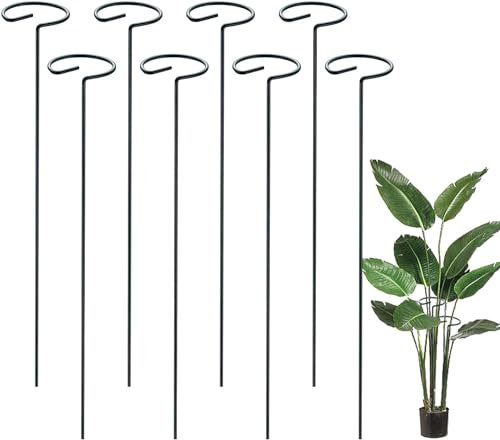 Garden Mile Heavy Duty Large Circular Plant Growing Support Frame Adjustable Spiral Rings Plant Support Stakes for Climbing Plants, Flower and Vegetables 10pc Single Stem Metal Plant Support Rings