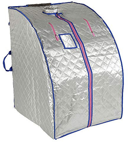 YIFAA 1000W Sauna à Vapeur,Portable Home Sauna Infrarouge Spa Tente 98x70x80cm (Argent, A)