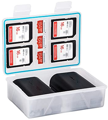 JJC Custodia per scheda di memoria Supporto per scheda SD per 4 schede SD + 3 schede micro SD + 2 batterie per fotocamera