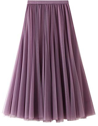 ANIMQUE Donna Estate Tulle Gonna in Linea A Midi Lunghezza Caviglia Alta Vita Elegante Elastico