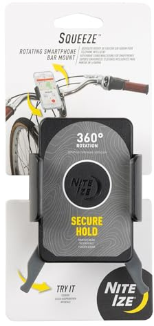 Nite Ize Squeeze Rotating Smartphone Bar Mount, Universal Bike Phone Holder For Bar or Stem, Compatible With MagSafe iPhone 12 Pro Max/Mini/Galaxy/Edge/Google Pixel and more