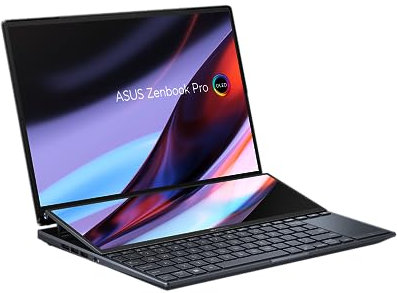 ASUS Zenbook Pro 14 Duo OLED Laptop | 14,5 120Hz OLED WQXGA+ Display | Intel Core i9-12900H | 32 GB RAM | 2 TB SSD | NVIDIA RTX 3050Ti | Windows 11 | QWERTZ Tastatur | Tech Black