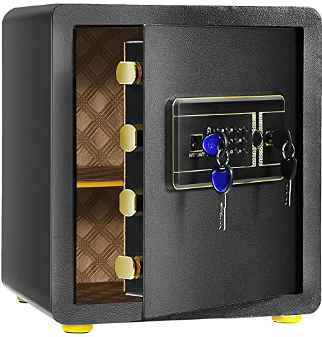 GIANTEX Cassaforte Elettronica con Sistema di Allarme Sensibile, Cassaforte da 35,4 L, Cassaforte per Mobili Serratura a Combinazione e 2 Chiavi di Emergenza, Colore Nero, 36 x 41 x 31 cm