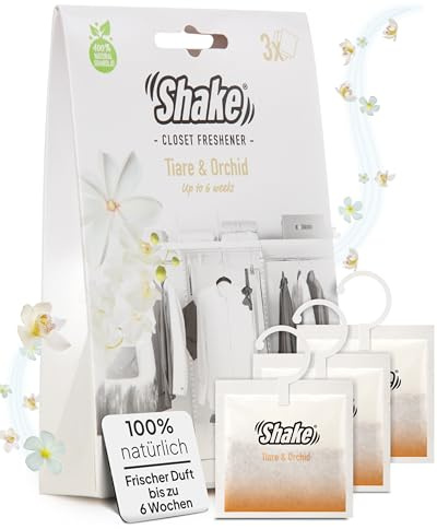 SHAKE Saquitos perfumados para armario (orquídea) • Cojín aromático para armario, cajón, baño, bolso, coche • Ambientador contra los malos olores • Perfume para colgar • 3 almohadillas aromáticas