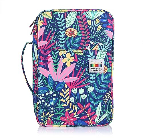 BSTKEY 300 Slots Pencil Case Pencil Wrap for Colored Pencils, Large Capacity Pencil Holder Pen Pouch Bag Stationery Organizer Case (Rainforest)