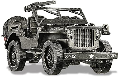 Piececool 3D metallpussel Willys MB, 340 rostfritt stål, 1:1 återställning, modellbyggsats vuxna, 221 delar