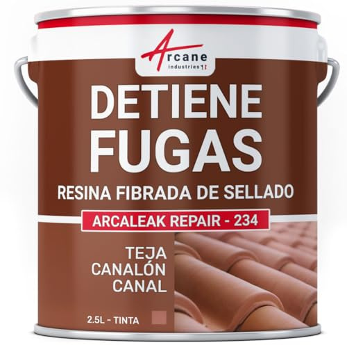 ARCANE INDUSTRIES Bouchetanche : Peinture fibrée de colmatage, Fuite, réparation étanchéité tuile, gouttière, cheneau, Trou, Fissure - 2.5 L Tuile