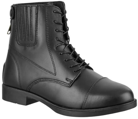 Contrace© Reitstiefeletten »BZ Lace Vegan« - Damen Reitschuhe aus Kunstleder – atmungsaktive Stiefeletten – Reißverschluss, Schnürung, Gummisohle & Mesh-Futter – schwarz – Größe 39