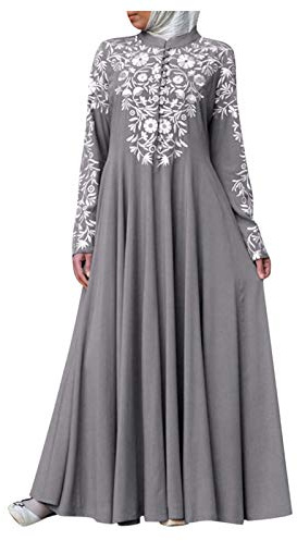 Abito Musulmano da Donna Con Hijab, Vestito da Preghiera Stampato Con Cappuccio, Abaya Islamico per Medio Oriente, Dubai, Turchia, Arabo, Caftano per Ramadan