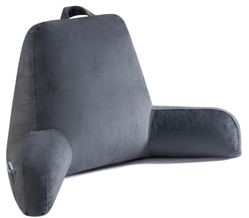OAISZ Reading Pillow for Sitting in Bed with Shredded Memory Foam, Grey