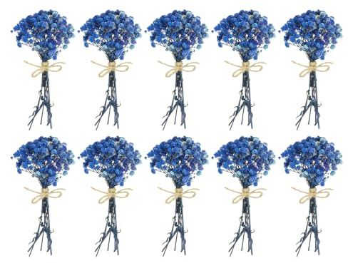 PATIKIL Mazzo di Fiori Secchi Mini, 10pz Gisofila Naturale con Stelo Decorazione Pianta Floreale Boho per Artigianato Fai da Te Regalo Decorazione Matrimonio, Blu Scuro