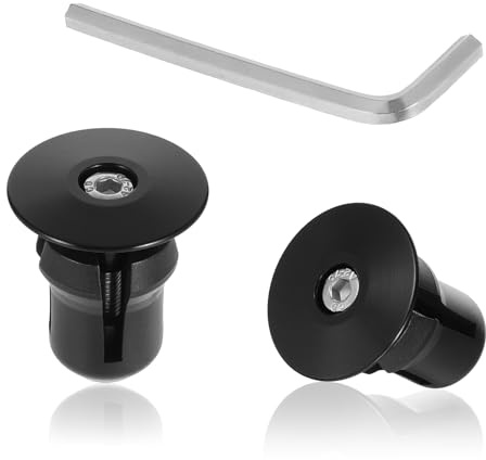 2Pcs Cycling Bar End Plugs, Aluminum Mountain Bike Bar Ends Black Bicycle Grip Road Bike Handlebars Plug Handlebar Plugs for 0.63-0.86'' inner diameter Bikes
