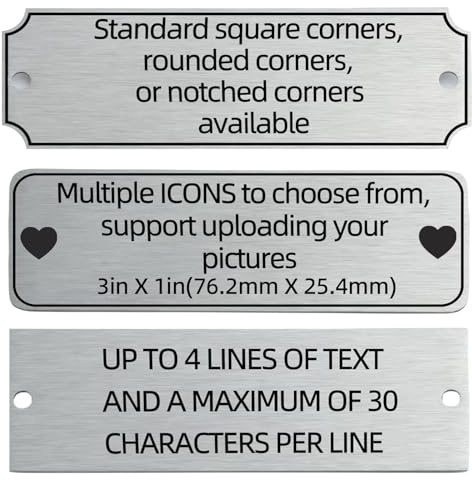 QIPAN Custom Engraved Metal Name Plate,Personalized Name Plaque,Thickened Brushed Metal Custom Laser Engraving Plaques with Adhesive or Hole(with screws) (Large, Silver)