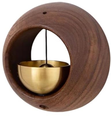 Chereda Cloche en bois pour ouverture de porte, carillon éolien ovale, cloche en bois pour la maison, le bureau, le magasin, le portail (marron foncé)