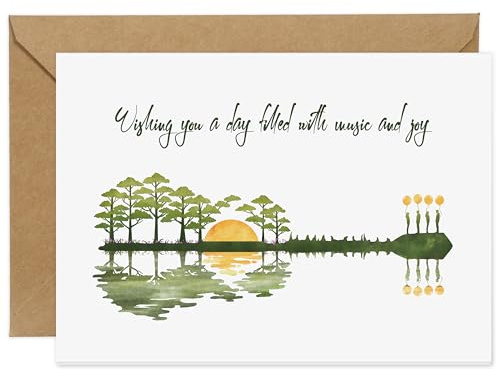 Musical Nature Guitar Greeting Card, Wishinig you a Day Filled With Music And Joy, Friends and Family - Celebrate Special Moments with Harmonious Surprises, Blank Inside for Birthday/Wedding/Anniversary