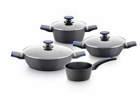 MONIX Martín Berasategui | Batería de cocina 7 piezas, Aluminio Forjado con Antiadherente, sin PFOA, Apta para todo tipo de Cocinas incluida Inducción