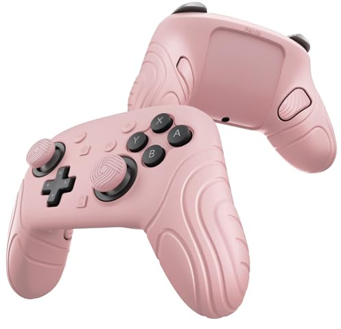 PlayVital Cover per Nintendo Switch 2 Pro Controller, Custodia Silicone Protettiva con Copri Tasti Posteriori, Gommini e Adesivi, Accessori Antiscivolo Antiurto, Samurai-Rosa