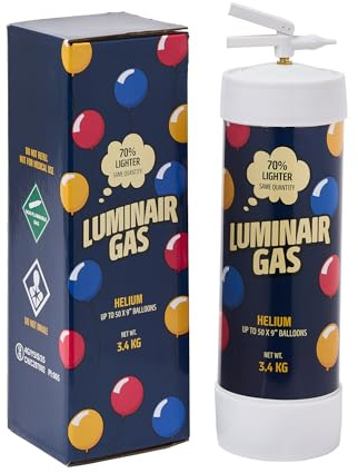 LuminairGas Ultra-Light Helium Cylinder Fills up to 50 Balloons (3.4kg), 99.99% Pure Helium, Portable Tank for Parties & Events (Blue)