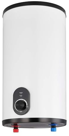 SIGO – Genomströmningsvärmare 230 V, Elektronisk Kompakt Boiler, Kontor, Verkstad, Fritidshus, Butik, Serviceutrymmen – Underanslutning, 15 l, 2000 W – MILANO vit