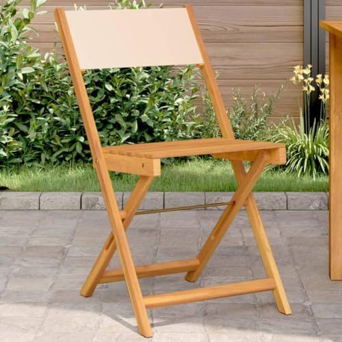Mimdixy Banc de véranda Chaise de jardin, chaises de bistrot, 2 pièces, beige, bois massif d'acacia et tissu, fauteuil de salon d'extérieur