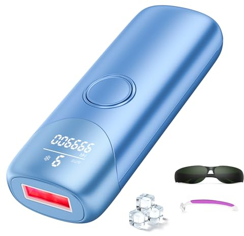 Zerellia Depiladora Laser Mujer de 5 ℃ con Función de Enfriamiento | Depiladora Luz Pulsada con 9 Niveles de Energía, 600-1200 NM Luz Roja, Mujer y Hombre, Bikini, Axilas, Cara