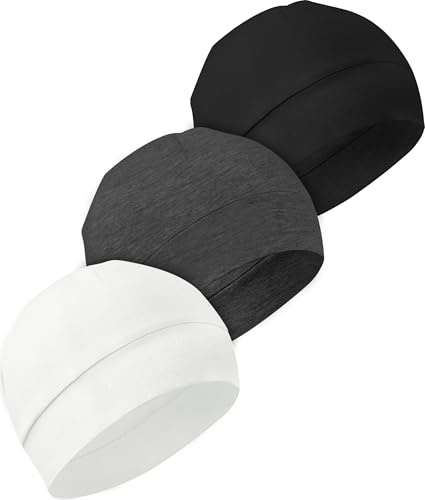 JarseHera Cotton Skull Caps for Men Women,Breathable Sleep Cap Moisture-Wicking Helmet Liner Soft Beanie for Hair Loss