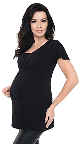 Purpless Maternity 2in1 Pregnancy Nursing Top Shirt Blouse Breastfeeding Women 7742 (16, Black)
