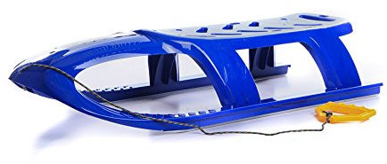 Unbekannt Schlitten Kinderschlitten Rodel aus Kunststoff Zugseil Metallkufen Bullet 3 Farben (Blau)