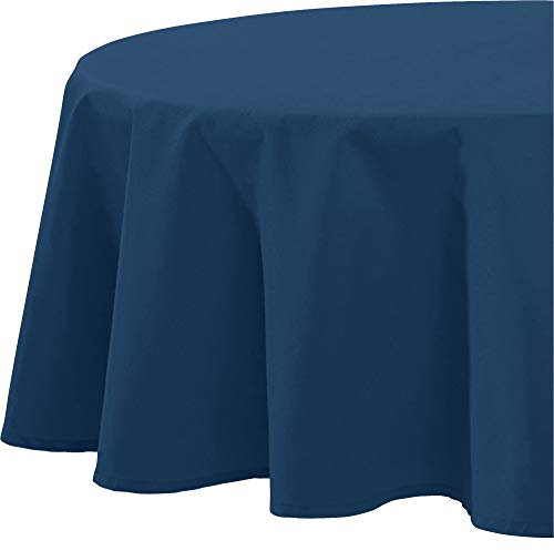 REDBEST Tischdecke, Tischwäsche Uni Seattle, 100% Baumwolle - Robustes, glattes Gewebe, dunkelblau Größe rund 160 cm Ø (weitere Farben, Größen)