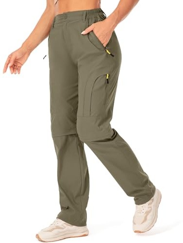 Jessie Kidden Walking Trousers Women Cargo Pants Waterproof Summer Lightweight Quick Dry Convertible Stretch Outdoor Casual UPF 50 Running Cycling Zip Off Capri #6601F-Khaki -34 (US 14)