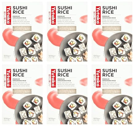 Yutaka Premium Grade Sushi Rice 500g (Pack of 6) | Japanese-Style Sticky Short Grain Rice | Makes 6 Servings | Ideal for Sushi, Onigiri, Rice Bowls & Oriental Dishes | Quick & Easy to Prepare