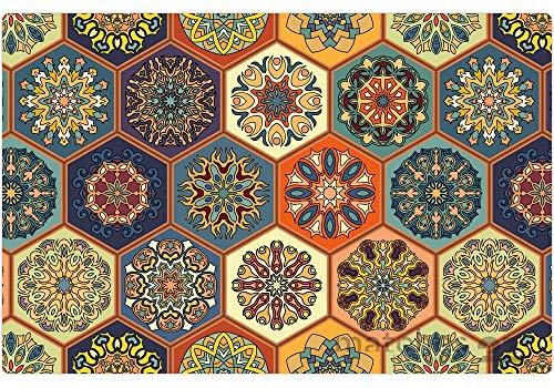 Tischsets 8er als abwaschbare Tischdeko - Platzsets Moderne Mosaik Kacheln bunt als Tischuntersetzer in 43 cm - Platzdeckchen als Tischunterlage für Esstisch Wohnzimmer Tisch