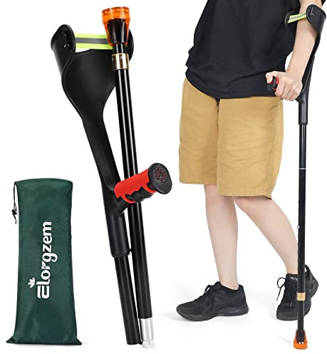 ELorgzem Gehhilfe Krücken Klappbar, 1 Stück Unterarmgehstützen, Krücken mit Ergonomischen und Softgriffen, 10 Stufen verstellbar, Geeignet Für Menschen Mit Beinverletzungen