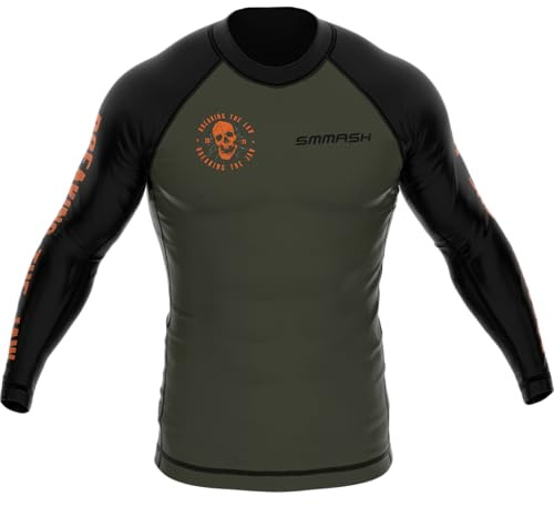 SMMASH Koi Rashguard herr kampsport lång ärm, sport långärmad andas och lätt, sporttoppar för MMA, Krav MAGA, BJJ, Slim Fit funktionell skjorta herr, tillverkad i EU, jawbreakers, L