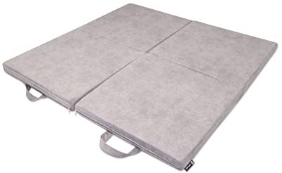 Jeflex - graue velour Spielmatte 120 x 120 x 6 cm MADE IN GERMANY/Spielmatte für Kinderzimmer/wasserfeste Membran/OEKO-TEX Standard 100