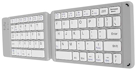 Tunt Hopfällbart Tangentbord, 3.0 Lyx Bekväm Skrivstabil Anslutning Dubbel Vikbar Hopfällbar -tangentbord för Tablet PC (Hoary)