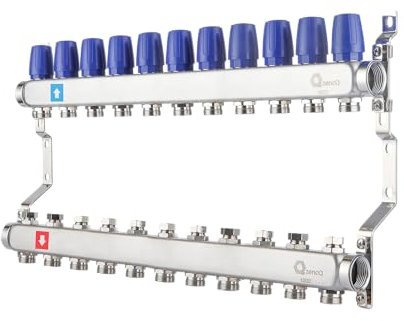 zencQ DISTRIBUIDOR PREMONTADO CON TORNILLO DE RETRODUCCIÓN, 11 Circuitos de Calefacción