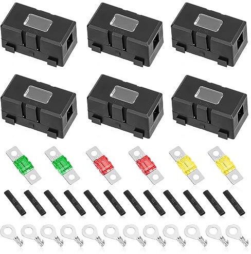 Midi Sicherungshalter, 6 Stück ANS Auto-Sicherungshalter, und 6 Stück Mega Sicherung, Automotive Sicherungen mit Schutzabdeckung, für Pkw, Lkw, Baufahrzeugen, Bussen, Wohnwagen