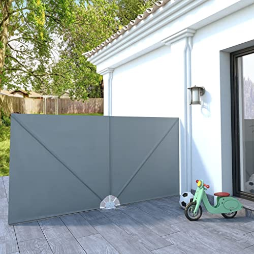 KTHLBRH Abanico lateral plegable para terraza, gris, 300 x 150 cm, protección visual, valla de privacidad, toldos de balcón, protección visual para balcón, privacidad y decoración elegante para su