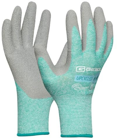 Gebol Upcycled Grip (1 Paar) - Latexhandschuhe aus recycelten PET-Flaschen, Öl- & Wasserabweisende Gummihandschuhe, Arbeitshandschuhe für Garten & Werkstatt, für Kinder, XXS (Gr. 5), Türkis