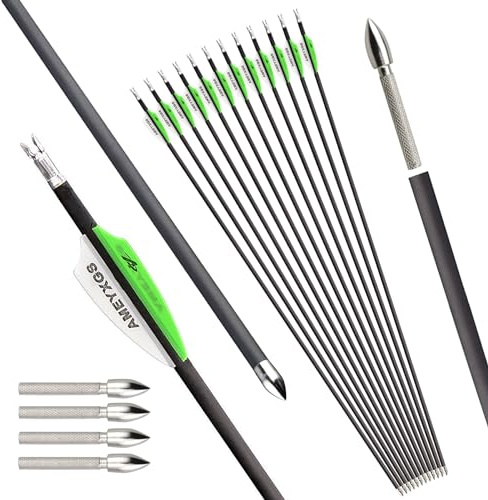 surwolf 32 Bågskytte kolpilar, ID 4,2 mm Inriktningspilar ,jaktpilar, träningspilar, 600 Spine,för Archery Compound och Recurve båge 6&12 st (12, pil)