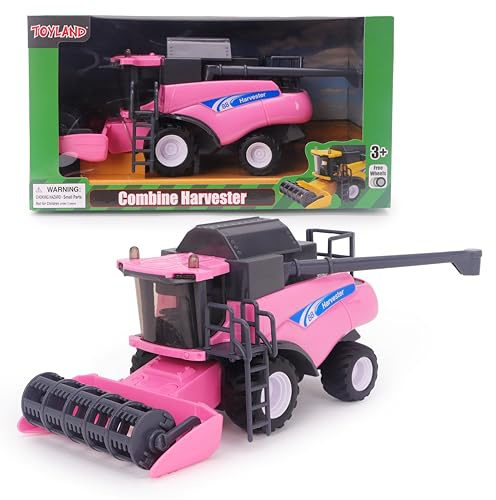 Toyland® 1:32 Scale Friction Powered Pink Combine Harvester - Farm Toys - 25cm x 11cm (10 x 4.4)