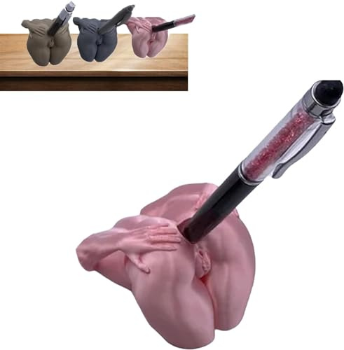 Porte-stylos anal | Porte-stylos sexy pour fesses, porte-stylo ou porte-crayon 3D drôle et amusant, accessoires de bureau pour décoration, cadeau éléphant blanc pour amis et collègues (rose)