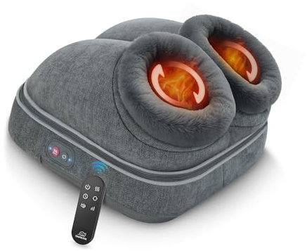 Snailax Verbessertes Shiatsu-Fußmassagegerät mit Wärmefunktion, elektrisch Fußmassagegerät für Entspannung mit Fernbedienung, Fußwärmer mit 2-in-1 Kneading Fussmassage, Geschenke für Männer/Frauen